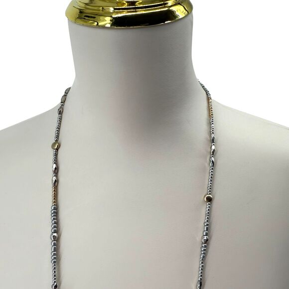 J. Jill Beaded Necklace Pomegranate Pearl Pear Charm Long Silver Gold Tone Boho - Picture 3 of 13